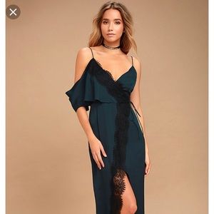 KEEPSAKE STOP ME NAVY LACE ONE SHOULDER MAXI DRESS